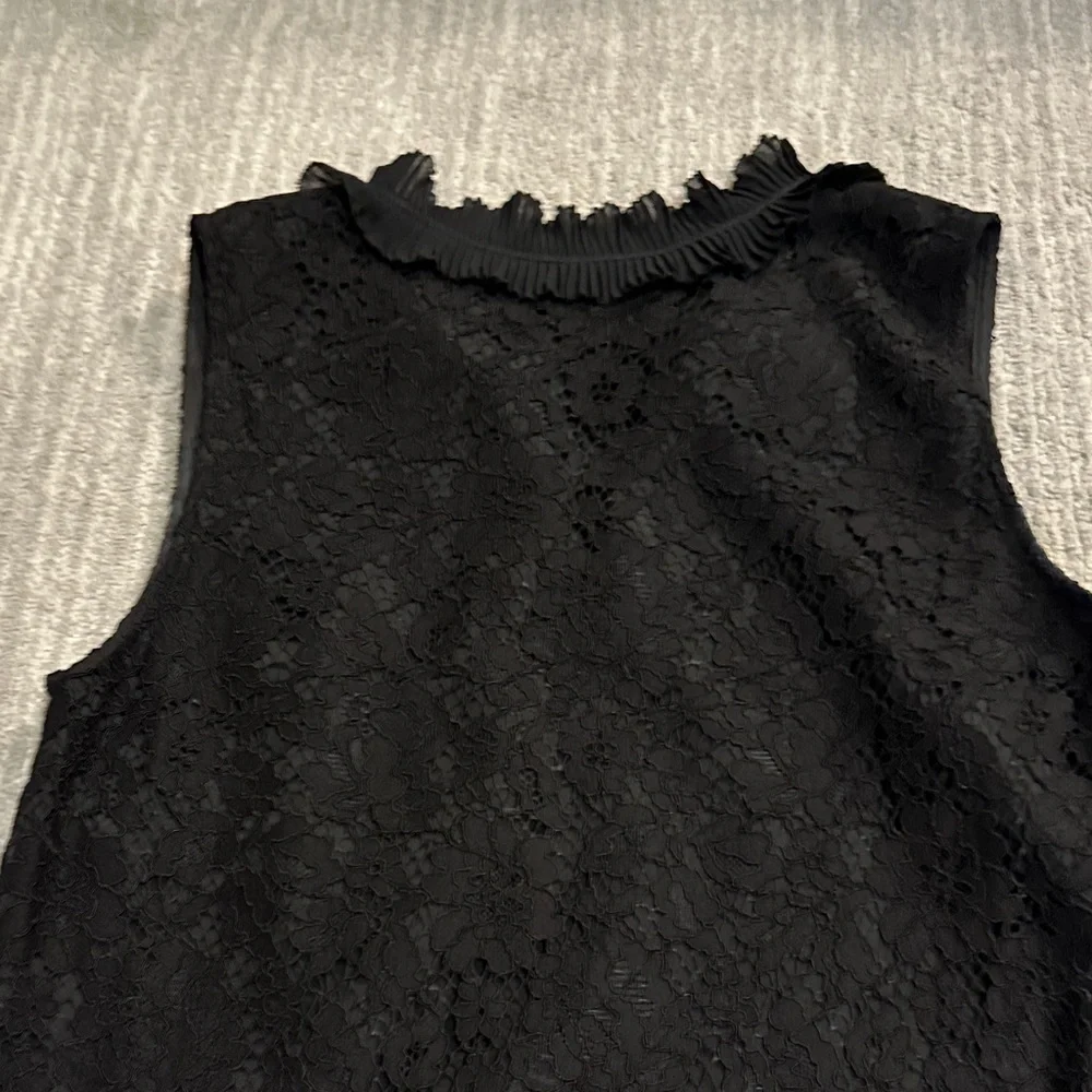 J. Crew Black Lace Ruffle Neck Blouse